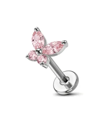Labret Butterfly Pink Gem