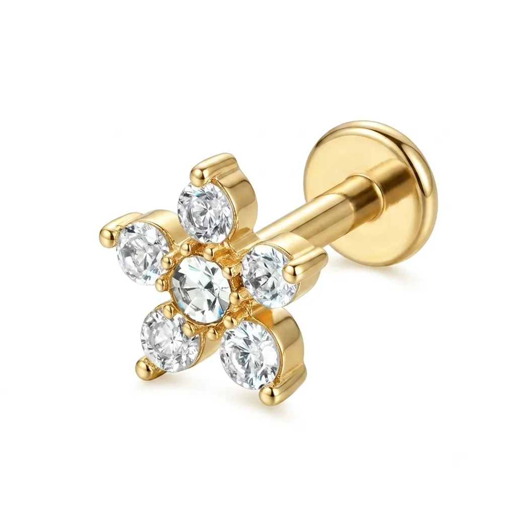 Labret Flower Gem Gold